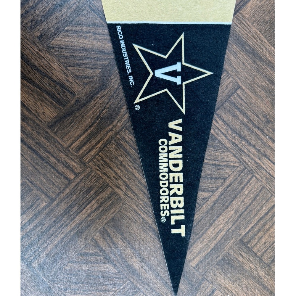 Vanderbilt Commodores Felt Pennant Rico Industries NCAA Star V Logo Black Gold